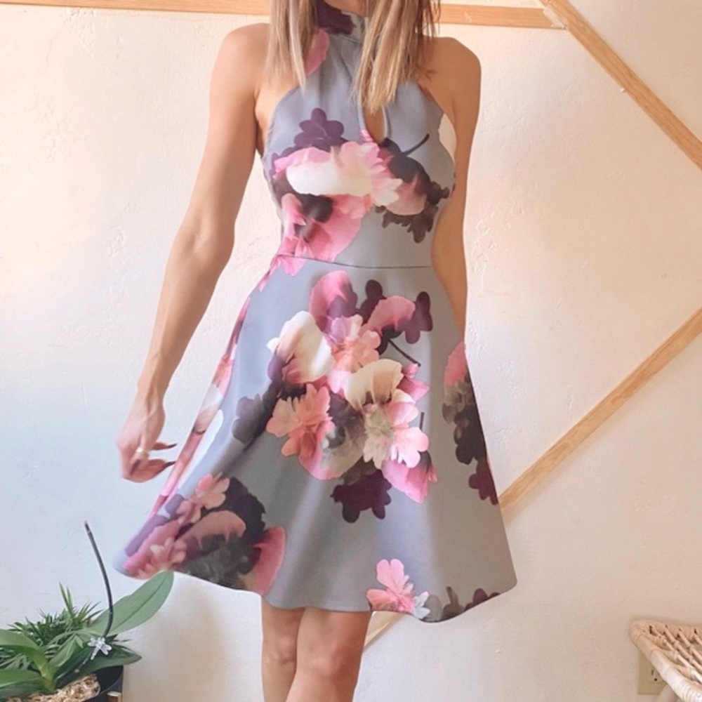 Multi floral print swing dress